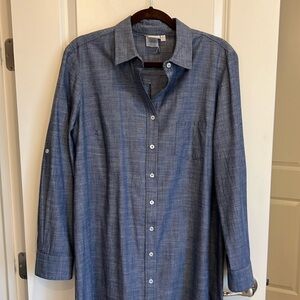 Finley Dark Chambray Shirt Dress Sz L EUC